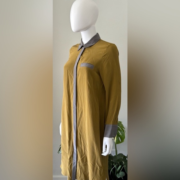 Adam by Adam Lippes Shirt Dress in Mustard/Grey - Picture 4 of 7